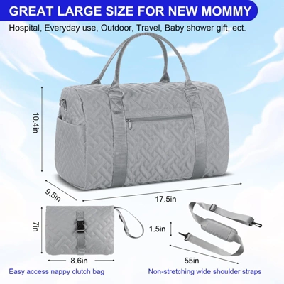 Itopfox Large Tote Diaper Bag For Mom And Baby, Hospital Bag For Twins Or 2 Kids, Multi-Pocket Travel Diaper Bag With Insulated Bottle Pockets 2 Itopfox Large Tote Diaper Bag For Mom And Baby, Hospital Bag For Twins Or 2 Kids, Multi-Pocket Travel Diaper Bag With Insulated Bottle Pockets - Image 2