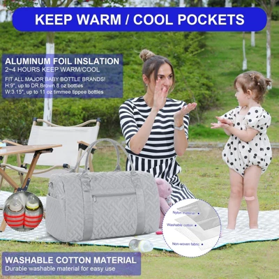 Itopfox Large Tote Diaper Bag For Mom And Baby, Hospital Bag For Twins Or 2 Kids, Multi-Pocket Travel Diaper Bag With Insulated Bottle Pockets 4 Itopfox Large Tote Diaper Bag For Mom And Baby, Hospital Bag For Twins Or 2 Kids, Multi-Pocket Travel Diaper Bag With Insulated Bottle Pockets - Image 4