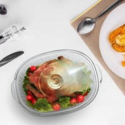 Itopfox 3Qt Glass Casserole Dish With Lid, Ribbed Oval Baking Dish For Oven & Microwave, Clear Lead-Free Covered Cookware, Deep Food Container -Kid's Home GUEST 9335bd0a 5e0a 4868 a282 5480f5a6fde2