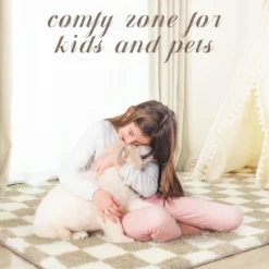 Itopfox Super Soft Fluffy Checkered Shaggy Area Rug, Beige And White Fuzzy Carpet For Living Room Bedroom Kids Room Nursery Dorm Home Decor -Kid's Home GUEST 936f21d7 48bf 491e ad83 e072886a9e2e