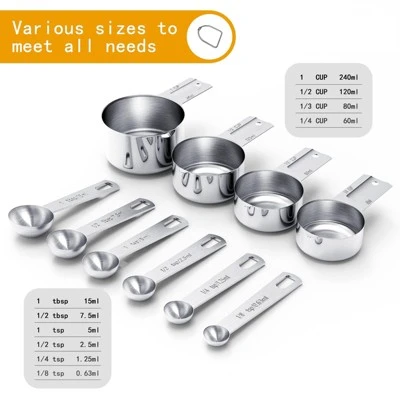 Itopfox Stainless Steel Measuring Cups & Spoons Set, Essential Kitchen Gadgets For Precise Cooking And Baking Needs (10-Piece) 5 Itopfox Stainless Steel Measuring Cups & Spoons Set, Essential Kitchen Gadgets For Precise Cooking And Baking Needs (10-Piece) - Image 5