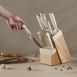 Itopfox 14-Piece Forged High Carbon Stainless Steel Knife Set With Block, Sharp Blade Cutlery, Dishwasher Safe, Cream -Kid's Home GUEST 93904c06 44d5 4015 ab67 1ae6061c8112