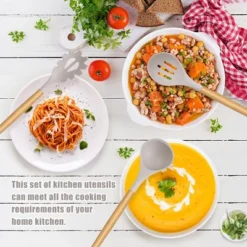 Itopfox 24 Pcs Kitchen Cooking Utensils Set, Heat Resistant Non-Stick Silicone Kitchen Utensil Set With Wooden Handles And Holder, Kitchen Gadgets -Kid's Home GUEST 93de1f57 01bb 4e66 99b1 fac9c485f268