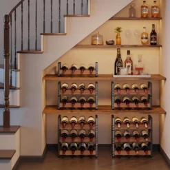 Itopfox 3-Tier Stackable Wine Rack For Cabinet, Solid Wood & Wrought Iron Wine Bottle Holder, Kitchen Bar Dining Room Storage Shelf -Kid's Home GUEST 95e93f3e 9802 4f69 abbc 32c35fd8389a