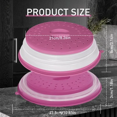 Itopfox Collapsible Microwave Splatter Cover With Vent Holes, Foldable Lid For Dishes & Bowls, Multi-Use Kitchen Splatter Guard & Colander (Purple) 1 Itopfox Collapsible Microwave Splatter Cover With Vent Holes, Foldable Lid For Dishes & Bowls, Multi-Use Kitchen Splatter Guard & Colander (Purple)