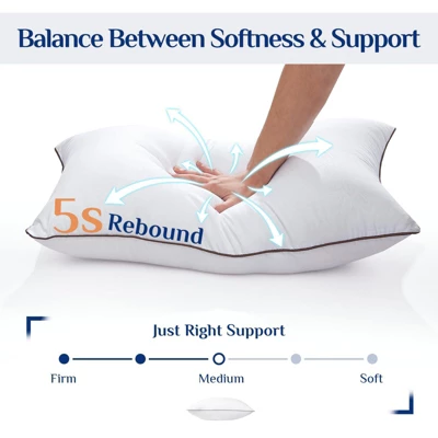Itopfox Soft And Supportive Queen Size Pillows Set Of 2 With Down Alternative Filling For Side And Back Sleepers, Hotel Collection 4 Itopfox Soft And Supportive Queen Size Pillows Set Of 2 With Down Alternative Filling For Side And Back Sleepers, Hotel Collection - Image 4