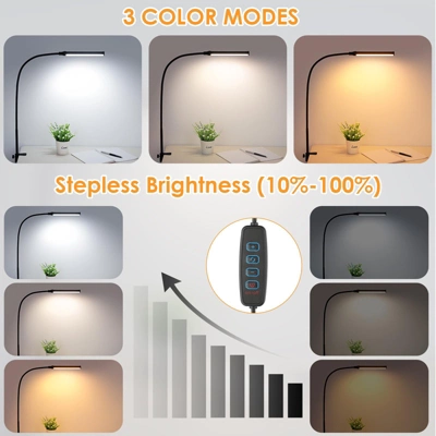 Itopfox LED Desk Lamp With Clamp, Eye-Caring Clip Light For Home Office, 3 Colors Full Brightness, Flexible Gooseneck USB Table Lamp 1 Itopfox LED Desk Lamp With Clamp, Eye-Caring Clip Light For Home Office, 3 Colors Full Brightness, Flexible Gooseneck USB Table Lamp