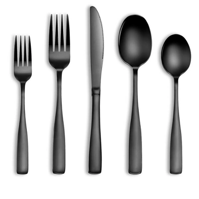 Itopfox 20-Piece Black Silverware Set For 4, Stainless Steel Flatware With Mirror Polish Square Cutlery Set For Kitchen, Fork, Spoon, Dishwasher Safe 7 Itopfox 20-Piece Black Silverware Set For 4, Stainless Steel Flatware With Mirror Polish Square Cutlery Set For Kitchen, Fork, Spoon, Dishwasher Safe - Image 7