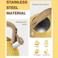 Itopfox Stovetop Teapot With Loud Whistle, Food Grade Stainless Steel And Smooth Wood Handle, Elegant Yellow Design For Tea, Coffee, Hiking, Picnic 10 Itopfox Stovetop Teapot With Loud Whistle, Food Grade Stainless Steel And Smooth Wood Handle, Elegant Yellow Design For Tea, Coffee, Hiking, Picnic -Kid's Home GUEST 98c3c011 2be0 4b54 99aa fa5354f93cf1