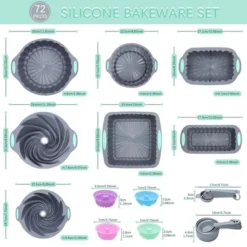 Itopfox 72-Piece Silicone Bakeware Set, Nonstick Baking Pans With Cake & Loaf Pans, Baking Cups, Measuring Cups & Spoons, Oven & Dishwasher Safe -Kid's Home GUEST 9a1a133e dd93 46fb add1 4b768f81e2fa