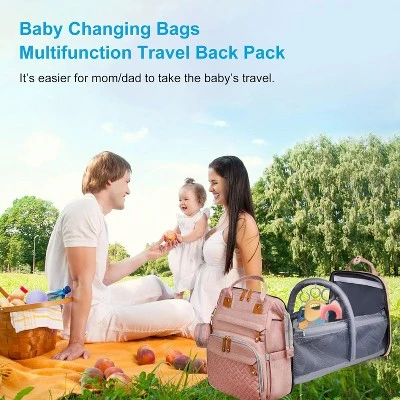 Itopfox Baby Diaper Backpack With Changing Station, Large Capacity Waterproof Diaper Bag For Parents, USB Port & Stroller Straps, Pink 1 Itopfox Baby Diaper Backpack With Changing Station, Large Capacity Waterproof Diaper Bag For Parents, USB Port & Stroller Straps, Pink