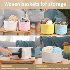 Itopfox Cute Woven Storage Basket With Handle, Gift-Ready Decorative Organizer For Baby Shower, Birthday, Raffle, Nursery, Home Storage -Kid's Home GUEST 9c57ac63 d36f 4fc5 abff 7ddffdfbfcdb