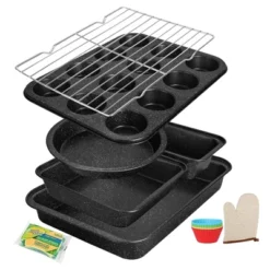 Itopfox 6-Piece Non-Stick Bakeware Set, Stackable Baking Pans For Even Heating, Includes Muffin Pan, Loaf Pan, Round & Square Cake Pans, Cooling Rack -Kid's Home GUEST 9c960fb2 49c6 4eb0 b1c5 76586879eae9