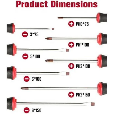 Itopfox 8-Piece Magnetic Screwdriver Set With Red Tip, 4 Phillips & 4 Slotted Tips, Professional Cushion Grip For High Torque 3 Itopfox 8-Piece Magnetic Screwdriver Set With Red Tip, 4 Phillips & 4 Slotted Tips, Professional Cushion Grip For High Torque - Image 3