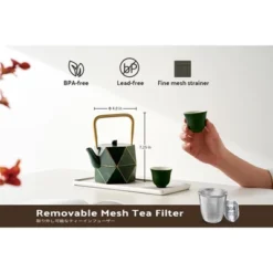 Itopfox Stovetop Safe Japanese Cast Iron Tea Kettle, Diamond Design Teapot With Removable Infuser For Loose Leaf Tea, Dark Green -Kid's Home GUEST 9ccc53c0 fa04 472c a7d6 59228d9aefb5