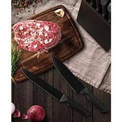 Itopfox 15-Piece Kitchen Knife Set With Block, Self-Sharpening, Dishwasher Safe, Includes 6 Steak Knives, Anti-Slip Handle, Black -Kid's Home GUEST 9cec2352 dd45 4f38 95f9 031b28692b59