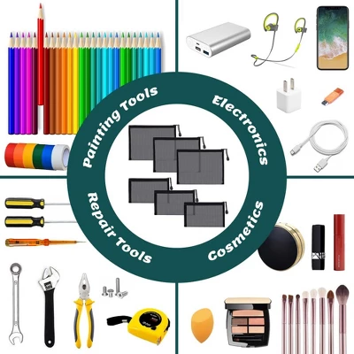 Itopfox 6-Pack Mesh Cosmetic Pouches With Zipper For Makeup, Toiletries, And Organizing Home Or Office Essentials (Black) 5 Itopfox 6-Pack Mesh Cosmetic Pouches With Zipper For Makeup, Toiletries, And Organizing Home Or Office Essentials (Black) - Image 5