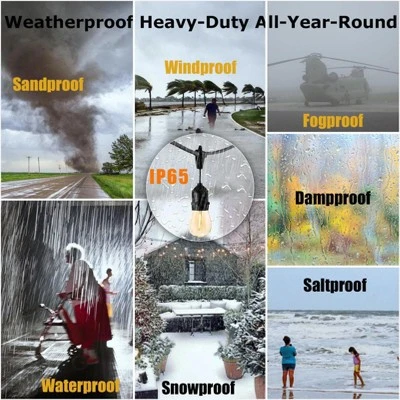 Itopfox Outdoor LED String Lights 100FT Heavy-Duty Patio Lights With 32 Dimmable Shatterproof Bulbs For Gazebo Pergola Bistro 2 Itopfox Outdoor LED String Lights 100FT Heavy-Duty Patio Lights With 32 Dimmable Shatterproof Bulbs For Gazebo Pergola Bistro - Image 2