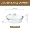 Itopfox 3Qt Glass Casserole Dish With Lid, Ribbed Oval Baking Dish For Oven & Microwave, Clear Lead-Free Covered Cookware, Deep Food Container