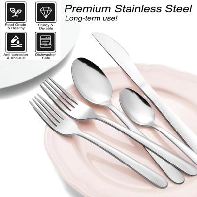 Itopfox 72-Piece Silverware Set For 12 With Steak Knives, Stainless Steel Cutlery Set Includes Forks, Spoons, Dishwasher Safe For Home & Restaurant 3 Itopfox 72-Piece Silverware Set For 12 With Steak Knives, Stainless Steel Cutlery Set Includes Forks, Spoons, Dishwasher Safe For Home & Restaurant - Image 3