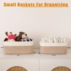 Itopfox 4 Pack Woven Storage Baskets, Small Decorative Bins For Shelves Organizer Baskets For Home, Office, Baby Room, Living Room, Bedroom, Bathroom
