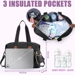 Itopfox Large Travel Diaper Tote With Pacifier Case, Multifunction Baby Bag For Mom And Dad, Spacious And Organized Storage -Kid's Home GUEST 9f1318db 9e04 46b9 ad0e b7a0d903aed1