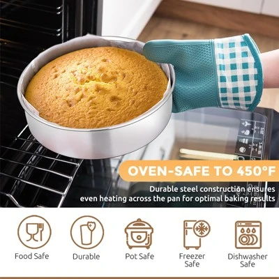 Itopfox Stainless Steel Baking Pan Set, 6-Piece Metal Bakeware Includes Cookie Sheet, Round Square Cake Pans, Non-Toxic & Dishwasher Safe 2 Itopfox Stainless Steel Baking Pan Set, 6-Piece Metal Bakeware Includes Cookie Sheet, Round Square Cake Pans, Non-Toxic & Dishwasher Safe - Image 2