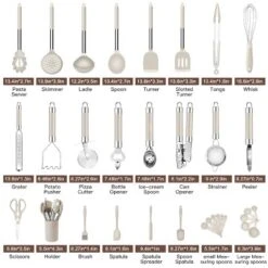 Itopfox 33-Piece Silicone Cooking Utensil Set With Stainless Steel Handles - Non-Stick Kitchen Tools Including Turner Ladle Whisk, Spatula, And More -Kid's Home GUEST 9f7ce816 e6e3 4895 a418 e3ddb3074e96