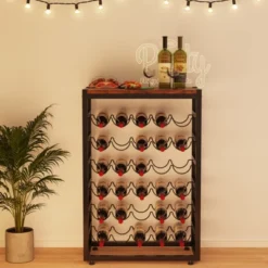 Itopfox 6-Tier Free Standing Wine Rack With Wooden Table Top, Sturdy Metal Bottle Holder For Kitchen Bar Pantry, Holds 30 Bottles -Kid's Home GUEST 9f7fc57b 9cc9 473b a642 79b8722ad4c5
