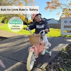 Itopfox Retro Cruiser Girls Bike For Children Ages 3-5 Years Old, Kids Bicycle With Wicker Basket & Training Wheels, Peach -Kid's Home GUEST 9fd78cfd d188 4ec8 87f5 329502c88f85
