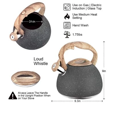Itopfox Tea Kettle, 2.7 Quart With Wood Pattern Handle Loud Whistle Food Grade Stainless Steel Anti-Hot Handle Anti-Rust Finish Suitable For All Heat 6 Itopfox Tea Kettle, 2.7 Quart With Wood Pattern Handle Loud Whistle Food Grade Stainless Steel Anti-Hot Handle Anti-Rust Finish Suitable For All Heat - Image 6