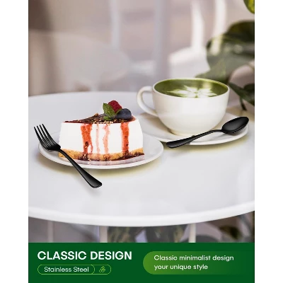 Itopfox 20-Piece Black Stainless Steel Flatware Set For 4, Includes Knives, Forks, Spoons, Mirror Polished, Dishwasher Safe, Food Grade Cutlery Set 5 Itopfox 20-Piece Black Stainless Steel Flatware Set For 4, Includes Knives, Forks, Spoons, Mirror Polished, Dishwasher Safe, Food Grade Cutlery Set - Image 5