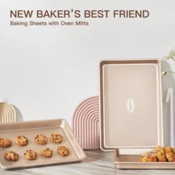 Itopfox Nonstick Cookie Sheet Pan Set Of 3, Heavy Duty Baking Trays With Diamond Texture, Oven Safe For Even Baking, Elegant Champagne Gold Finish 14 Itopfox Nonstick Cookie Sheet Pan Set Of 3, Heavy Duty Baking Trays With Diamond Texture, Oven Safe For Even Baking, Elegant Champagne Gold Finish -Kid's Home GUEST a12d665d ec75 4e0a 8427 a877b61de7e2