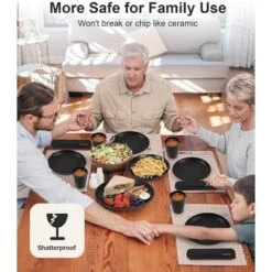 Itopfox 24-Piece Dinnerware Set For 6, Unbreakable Wheat Straw Plates & Bowls, Dishwasher & Microwave Safe, RV, Beach House & Daily Use, Black -Kid's Home GUEST a2607824 0208 4583 b2b3 f1be6aca9715