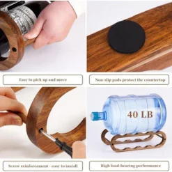 Itopfox Adjustable Wine Rack And Water Bottle Organizer For Cabinet And Countertop - 2 In 1 Acacia Wood Storage Solution -Kid's Home GUEST a33fd08d bf39 4091 aef4 80ddbb21f462