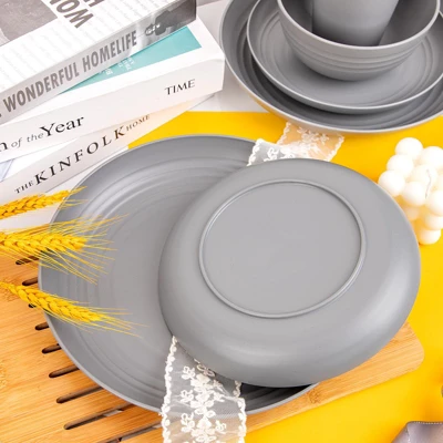 Itopfox 48-Piece Grey Wheat Straw Dinnerware Set Unbreakable Plates, Bowls, And Cups For 12, Dishwasher Safe, Perfect For Camping, BBQs & Gatherings 5 Itopfox 48-Piece Grey Wheat Straw Dinnerware Set Unbreakable Plates, Bowls, And Cups For 12, Dishwasher Safe, Perfect For Camping, BBQs & Gatherings - Image 5