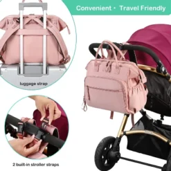 Itopfox Convertible Diaper Bag Tote With 14 Pockets, Water-resistant Nylon, Stroller Buckle, Wide Open Top (Pink, Large) 12 Itopfox Convertible Diaper Bag Tote With 14 Pockets, Water-resistant Nylon, Stroller Buckle, Wide Open Top (Pink, Large) -Kid's Home GUEST a3631c26 3335 4d82 8043 f258a121375c