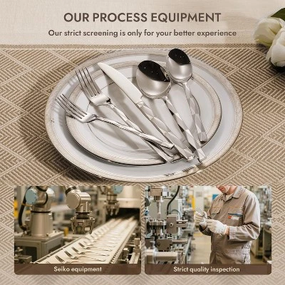 Itopfox Luxury 20-Piece Flatware Set For 4, 18/10 Stainless Steel Cutlery With Diamond Cut Design, Mirror Polished, Dishwasher Safe For Home, Wedding 3 Itopfox Luxury 20-Piece Flatware Set For 4, 18/10 Stainless Steel Cutlery With Diamond Cut Design, Mirror Polished, Dishwasher Safe For Home, Wedding - Image 3