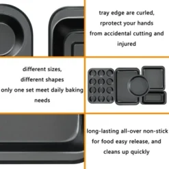 Itopfox Kitchen 5-Piece Nonstick Bakeware Set With Round & Square Cake Pans, Muffin Pan, Loaf Pan, Roast Pan For Baking 10 Itopfox Kitchen 5-Piece Nonstick Bakeware Set With Round & Square Cake Pans, Muffin Pan, Loaf Pan, Roast Pan For Baking -Kid's Home GUEST a4a5798e 6f19 437c 9dd9 88631216c382