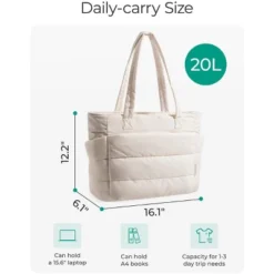 Itopfox Lightweight Puffy Tote Bag With Compartments, Quilted Shoulder Handbag For Women, Travel, Work, Gym, Beach -Kid's Home GUEST a657d044 2801 4fd0 bf76 465214742eba