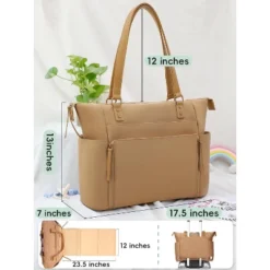 Itopfox Neoprene Diaper Bag Tote With Changing Station, 14 Pockets Large Capacity Travel Baby Bag, Convertible Diaper Tote, Brown -Kid's Home GUEST a68d42ee fbb3 486f 9a56 3e9ffee8f988