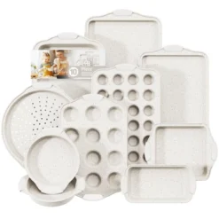 Itopfox 10-Piece Nonstick Bakeware Set With Silicone Handles, Includes Cookie Sheets, Cake Pan, Loaf Pan, Pizza Pan, Muffin Pan, White 10 Itopfox 10-Piece Nonstick Bakeware Set With Silicone Handles, Includes Cookie Sheets, Cake Pan, Loaf Pan, Pizza Pan, Muffin Pan, White -Kid's Home GUEST a70954fc 9a29 422d be47 1063a5e03a59