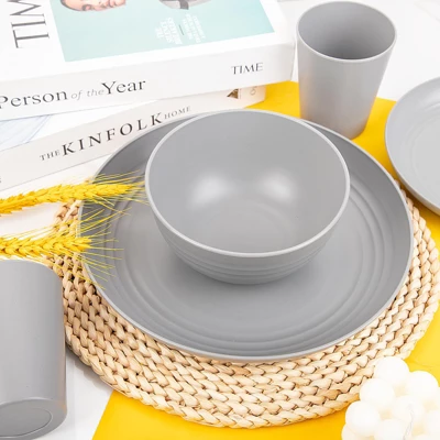 Itopfox 48-Piece Grey Wheat Straw Dinnerware Set Unbreakable Plates, Bowls, And Cups For 12, Dishwasher Safe, Perfect For Camping, BBQs & Gatherings 6 Itopfox 48-Piece Grey Wheat Straw Dinnerware Set Unbreakable Plates, Bowls, And Cups For 12, Dishwasher Safe, Perfect For Camping, BBQs & Gatherings - Image 6