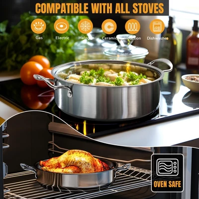 Itopfox Stainless Steel Cookware Set, 6-Piece Nonstick Induction Pots & Pans Set, Works With Gas/Electric Cooktops, Dishwasher Safe 5 Itopfox Stainless Steel Cookware Set, 6-Piece Nonstick Induction Pots & Pans Set, Works With Gas/Electric Cooktops, Dishwasher Safe - Image 5
