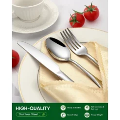 Itopfox 24-Piece Silverware Set With Steak Knives, Stainless Steel Flatware Set For 4, Includes Spoons, Knives, Dishwasher Safe For Home & Restaurant 10 Itopfox 24-Piece Silverware Set With Steak Knives, Stainless Steel Flatware Set For 4, Includes Spoons, Knives, Dishwasher Safe For Home & Restaurant -Kid's Home GUEST a8ed895a 8eff 472a bf82 ae5a88830d56 1