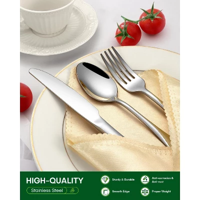 Itopfox 24-Piece Silverware Set With Steak Knives, Stainless Steel Flatware Set For 4, Includes Spoons, Knives, Dishwasher Safe For Home & Restaurant 4 Itopfox 24-Piece Silverware Set With Steak Knives, Stainless Steel Flatware Set For 4, Includes Spoons, Knives, Dishwasher Safe For Home & Restaurant - Image 4