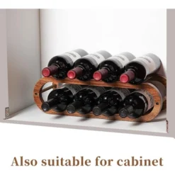 Itopfox Adjustable Wine Rack And Water Bottle Organizer For Cabinet And Countertop - 2 In 1 Acacia Wood Storage Solution -Kid's Home GUEST aa0c79d1 cd97 4b0a a51c cdf33e035e68