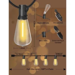 Itopfox Outdoor String Lights Waterproof 400FT Shatterproof Patio Lights With 212 Vintage Dimmable LED Edison Bulbs For Backyard Fence Garden -Kid's Home GUEST aa2a5000 67db 425e 8288 51cb991166e3