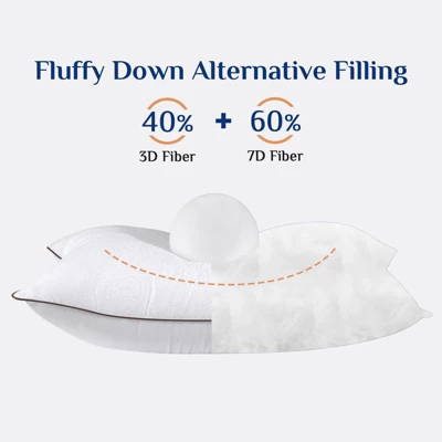 Itopfox Soft And Supportive Queen Size Pillows Set Of 2 With Down Alternative Filling For Side And Back Sleepers, Hotel Collection 2 Itopfox Soft And Supportive Queen Size Pillows Set Of 2 With Down Alternative Filling For Side And Back Sleepers, Hotel Collection - Image 2