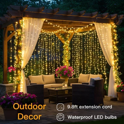 Itopfox 200 LED Curtain Lights For Bedroom, Hanging String Light Outdoor, Fairy Lights Indoor For Christmas, Dorm, Wall, Backdrop, Window, Wedding 5 Itopfox 200 LED Curtain Lights For Bedroom, Hanging String Light Outdoor, Fairy Lights Indoor For Christmas, Dorm, Wall, Backdrop, Window, Wedding - Image 5